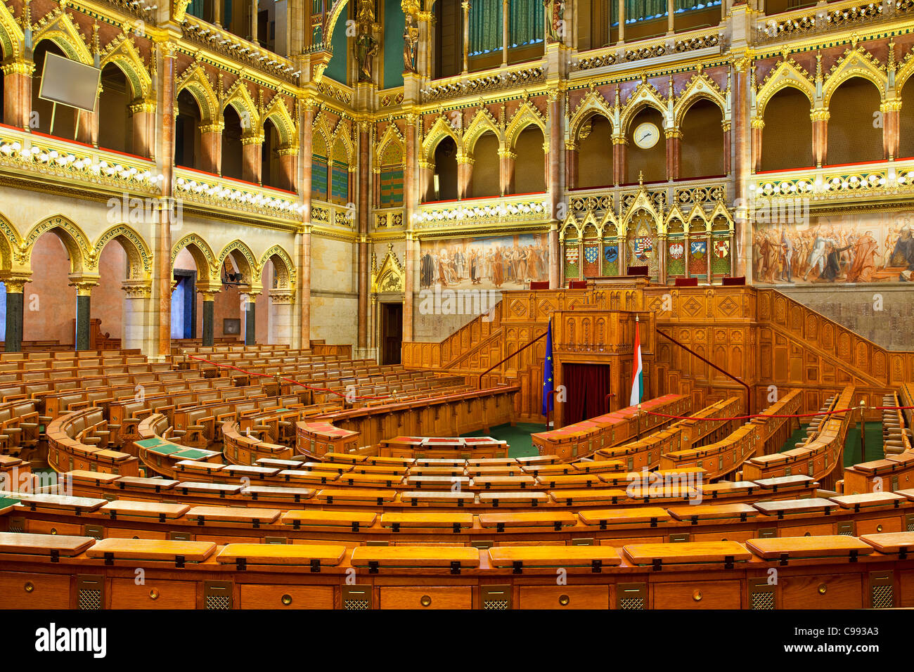 Budapest, l'intérieur du bâtiment du parlement hongrois, Banque D'Images