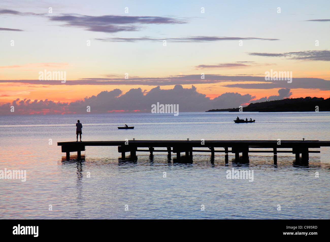 Curaçao,pays-Bas Lesse Leeward Antilles,ABC Islands,Dutch,Piscadera Bay Water,Caribbean Sea Water Pier,man men male adulte adulte,debout,bateau,coa Banque D'Images