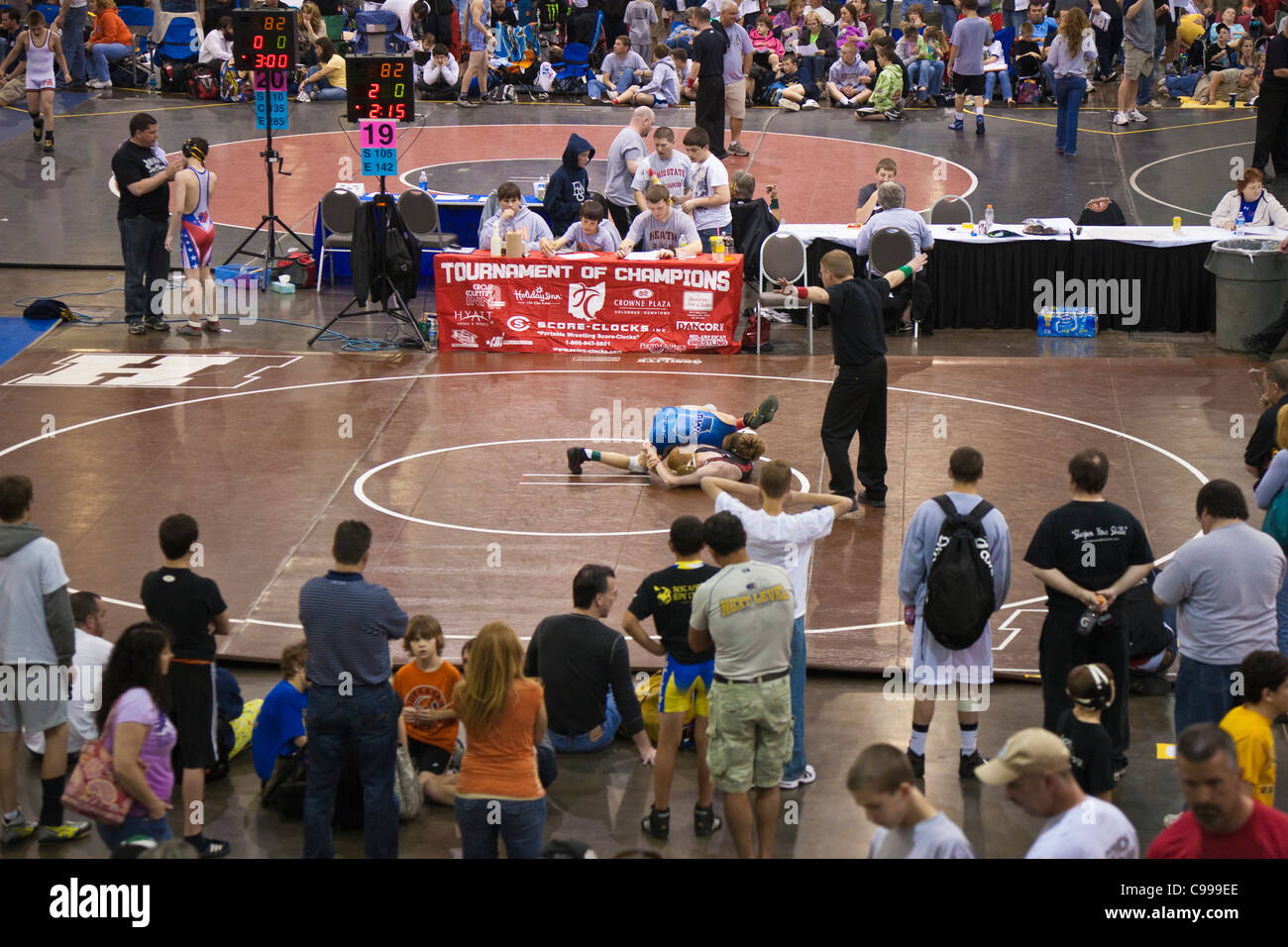 Tournoi des Champions la compétition de lutte amateur à Columbus, Ohio. Banque D'Images