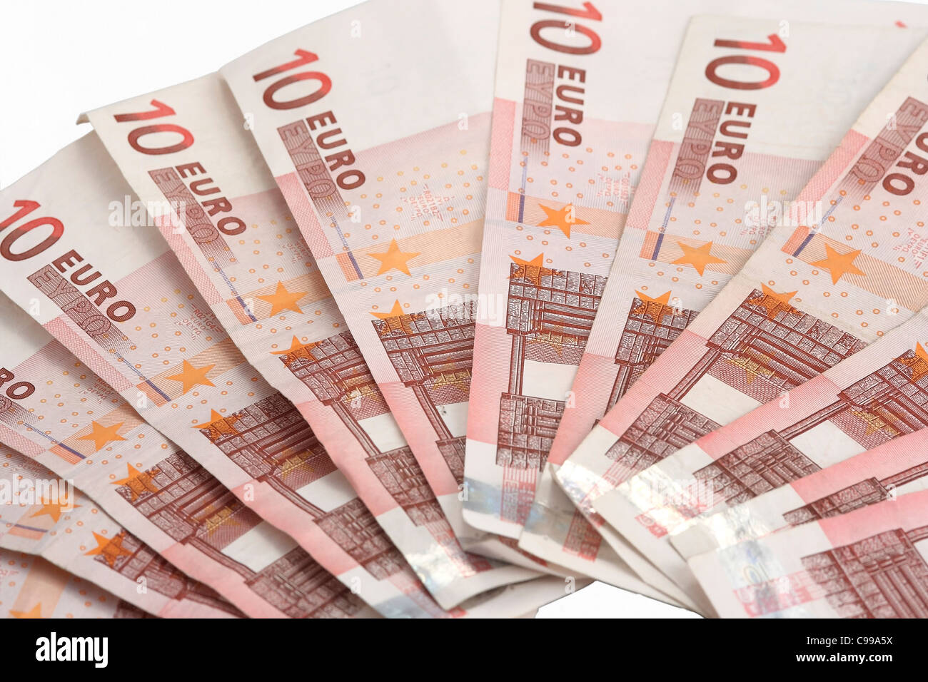 Billets de dix euros Banque D'Images