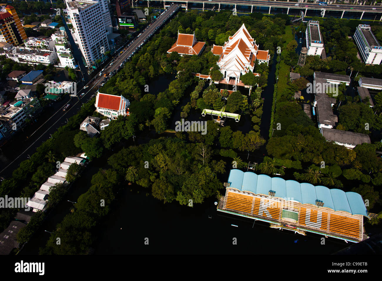 Photo aérienne illustré zone inondée à Bangkok, Thaïlande. Banque D'Images