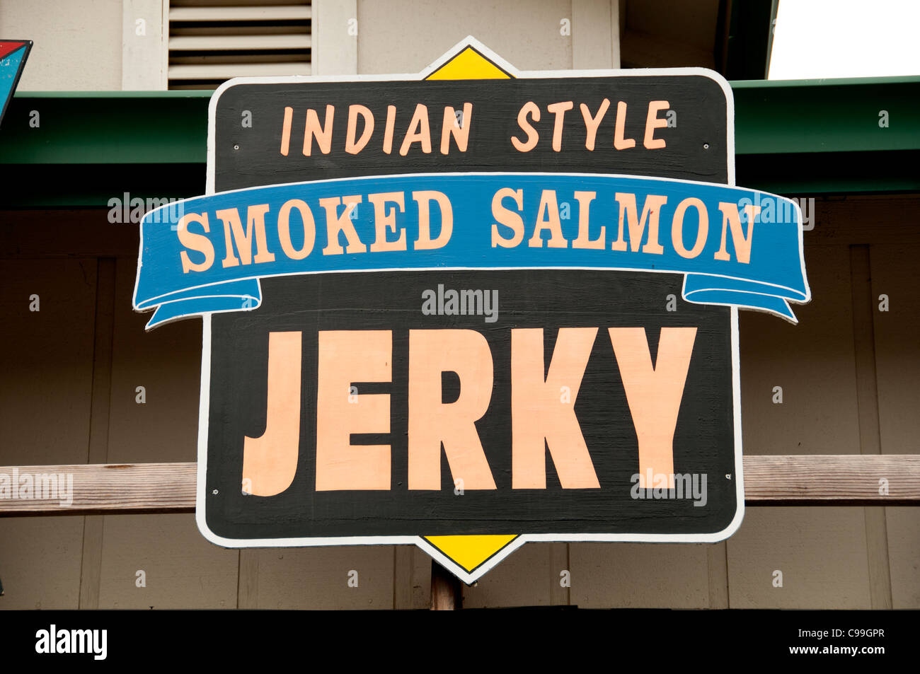 Saumon fumé Style indien signe saccadé United States Oregon Banque D'Images