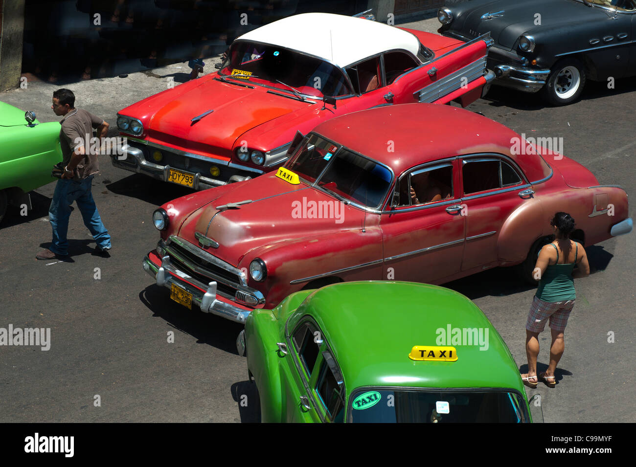 La Vieille Havane Cuba voitures vintage Banque D'Images