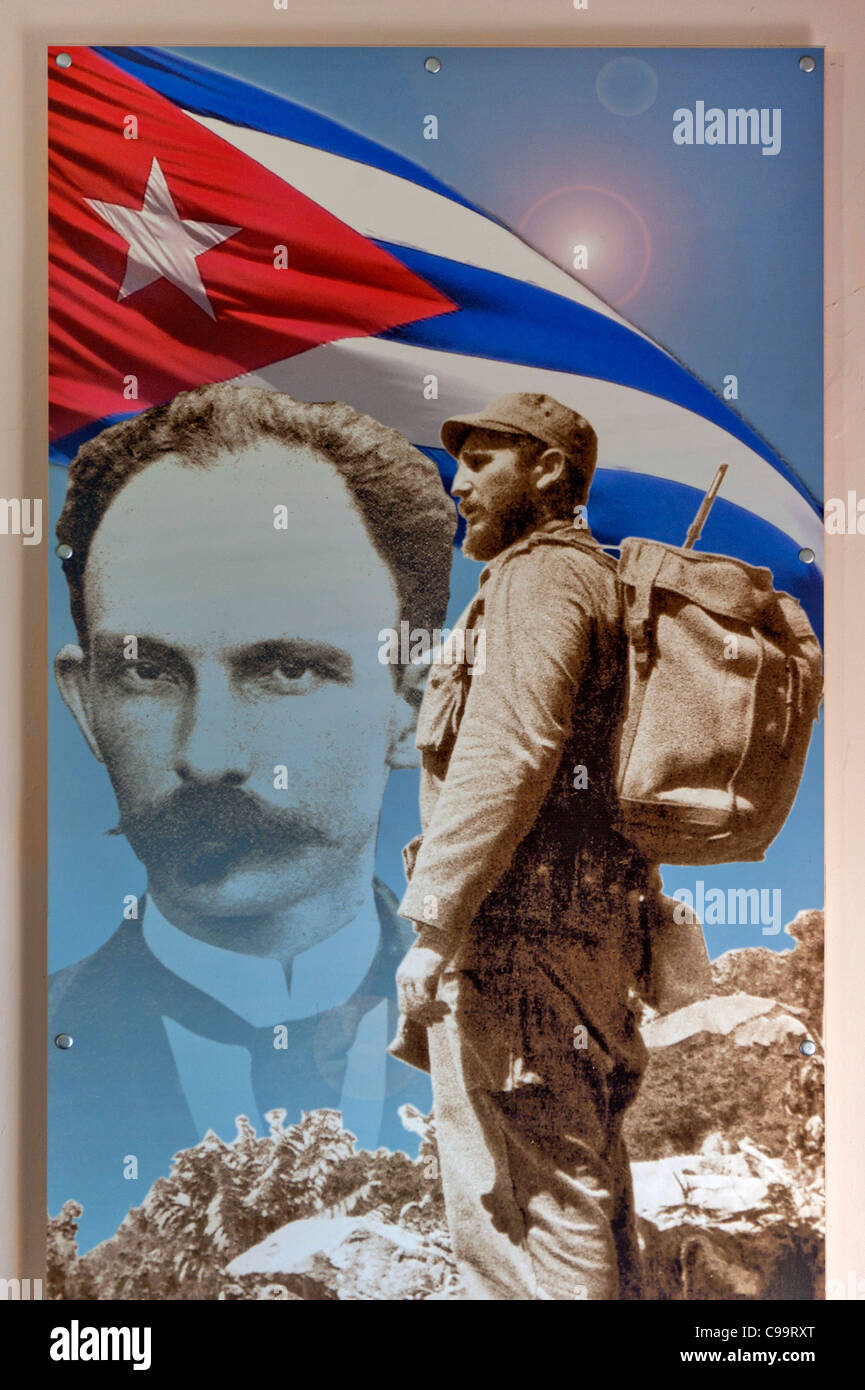 Moncado Barracks Museum affiche de Marti et Fidel Santiago de Cuba Banque D'Images