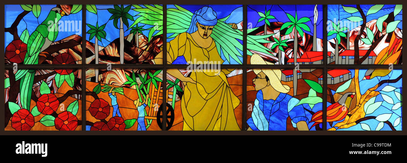 Panneau en verre teinté Hôtel Las Brisas Cuba Banque D'Images