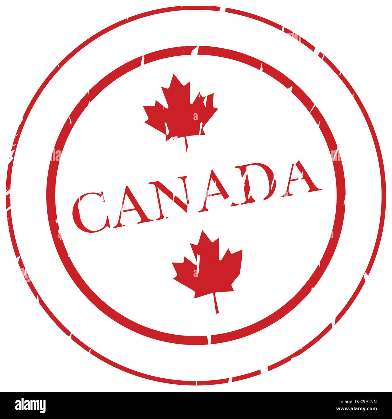 Un tampon de caoutchouc comme emblème disant 'Canada' avec deux feuilles  d'érable Photo Stock - Alamy