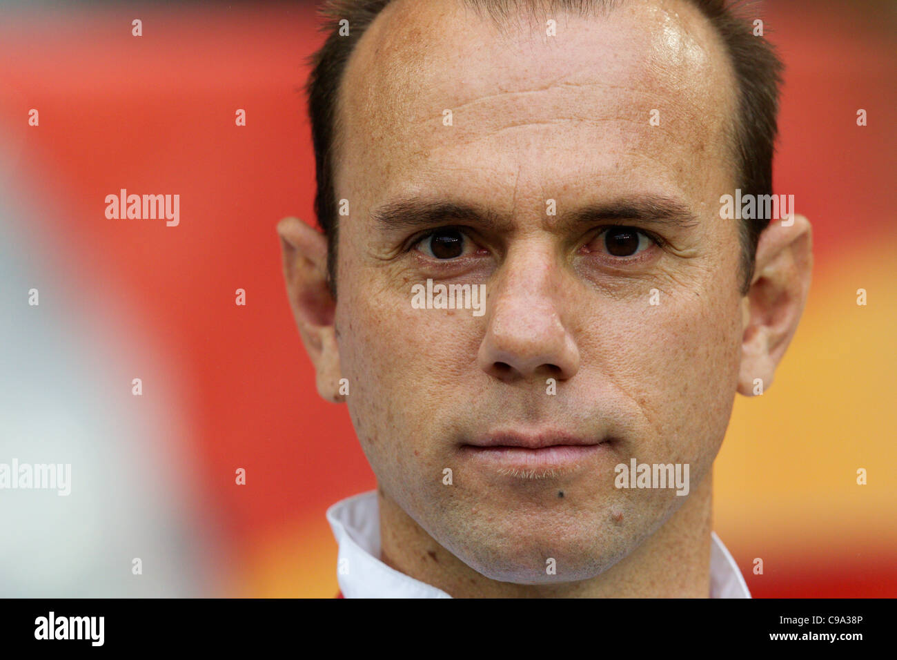 L'entraîneur-chef Brésil Kleiton Lima sur le banc avant qu'un 2011 FIFA Women's World Cup Group D match contre la Norvège. Banque D'Images