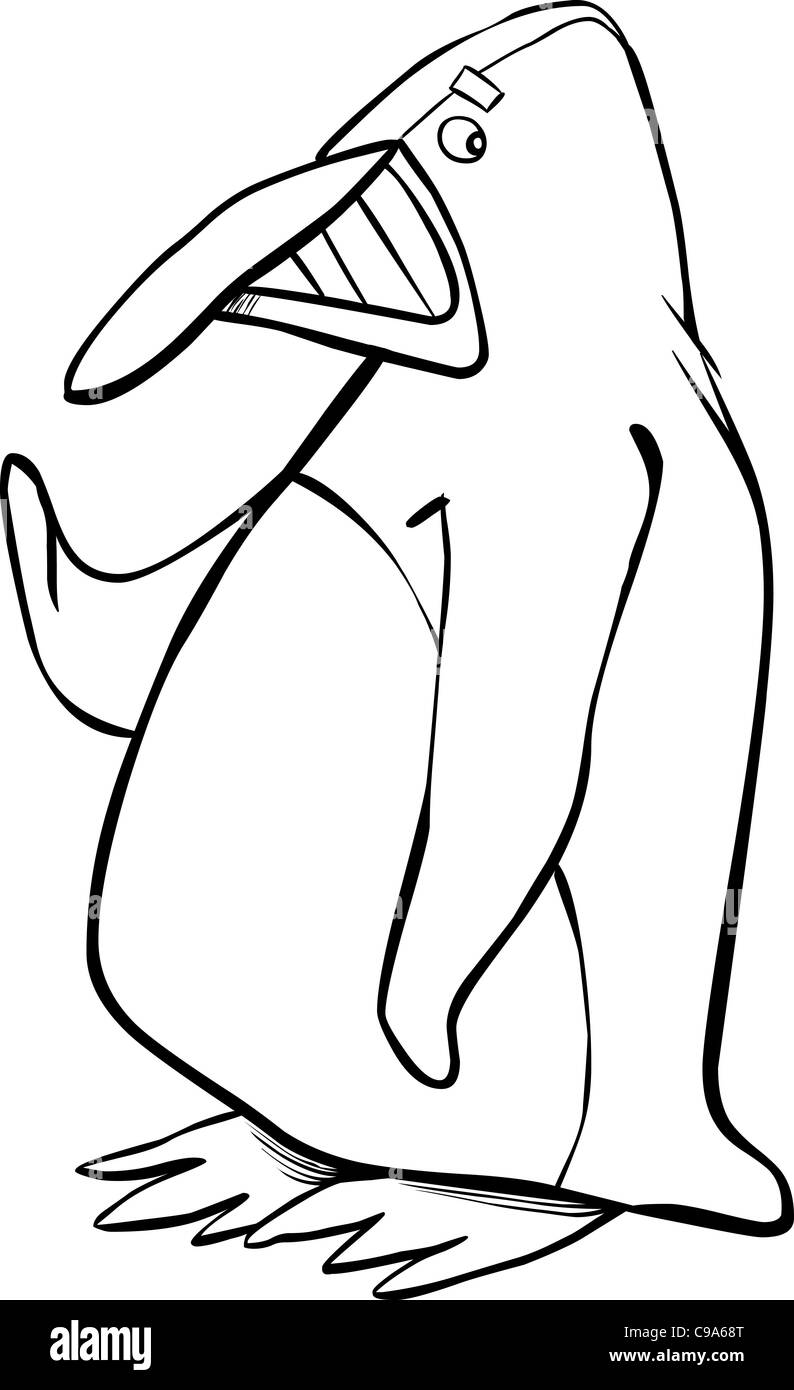 Cartoon illustration de manchot empereur rigolo coloriage Banque D'Images Cartoon illustration de manchot empereur rigolo coloriage Banque D'Images