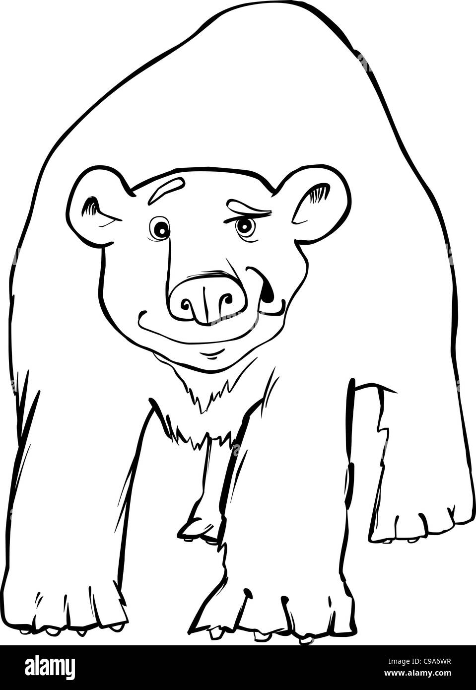 Cartoon illustration de funny polar bear coloring page Banque D'Images Cartoon illustration de funny polar bear coloring page Banque D'Images