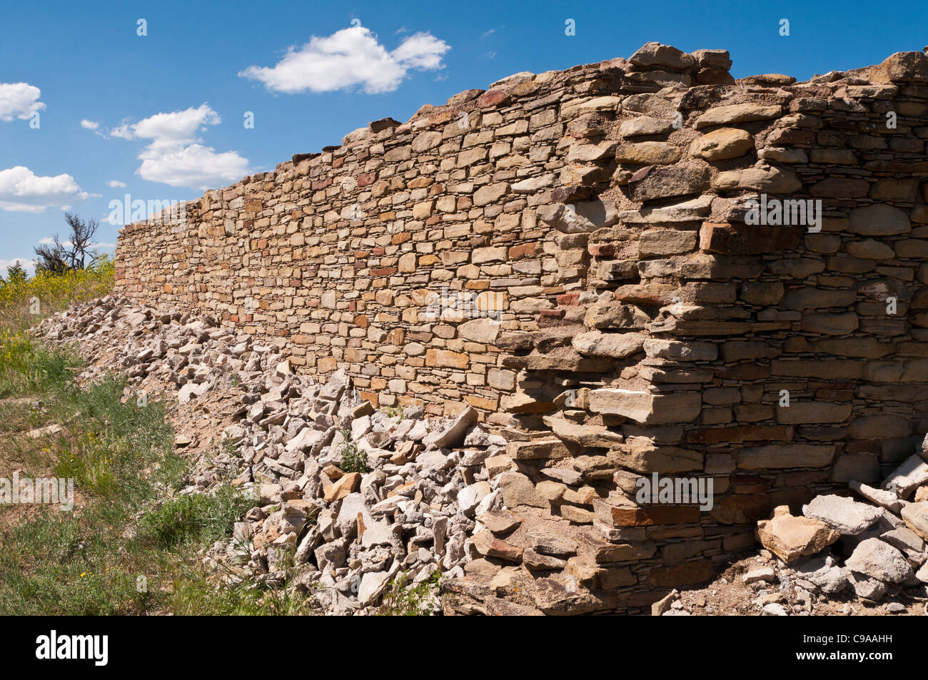 Grande maison Pueblo murs, Zone Archéologique de Chimney Rock, Pagosa Springs, Colorado. Banque D'Images