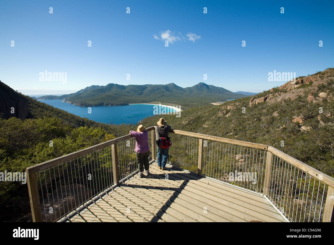 Wineglass Bay Lookout. Parc national de Freycinet, Tasmanie, Australie Banque D'Images