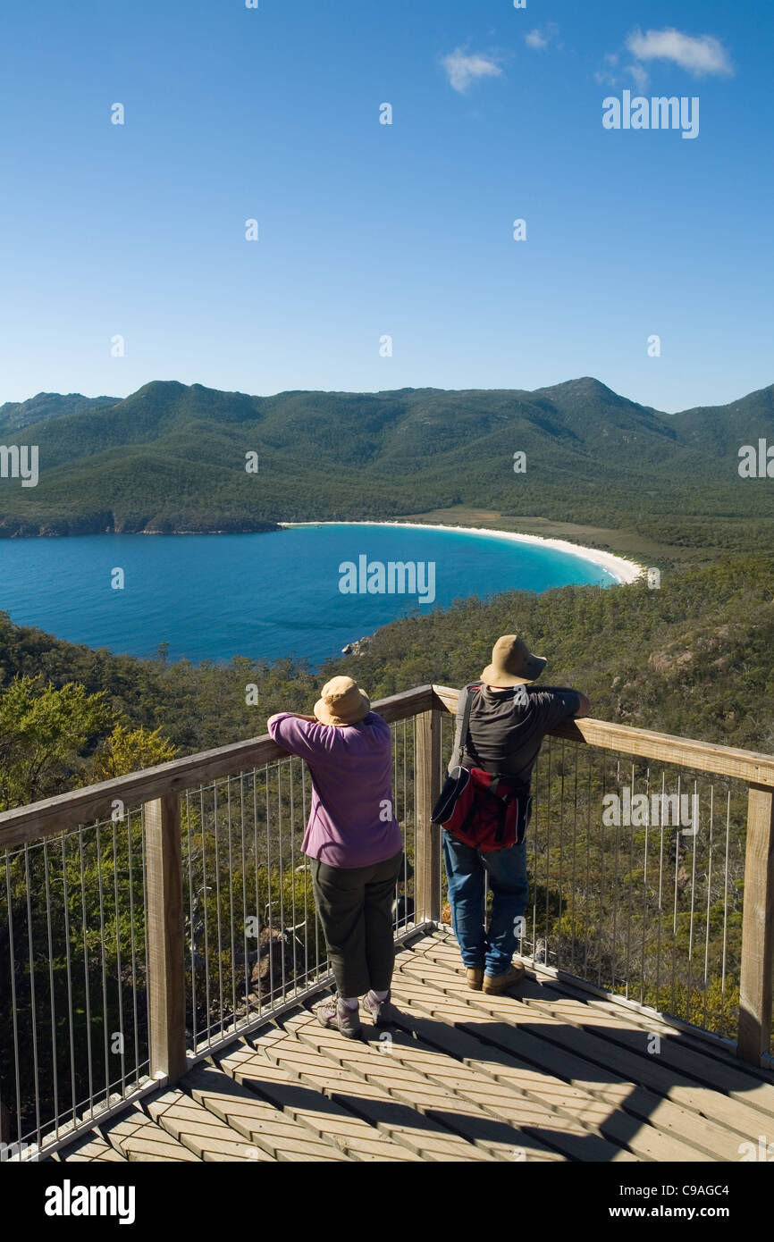 Wineglass Bay Lookout. Parc national de Freycinet, Tasmanie, Australie Banque D'Images
