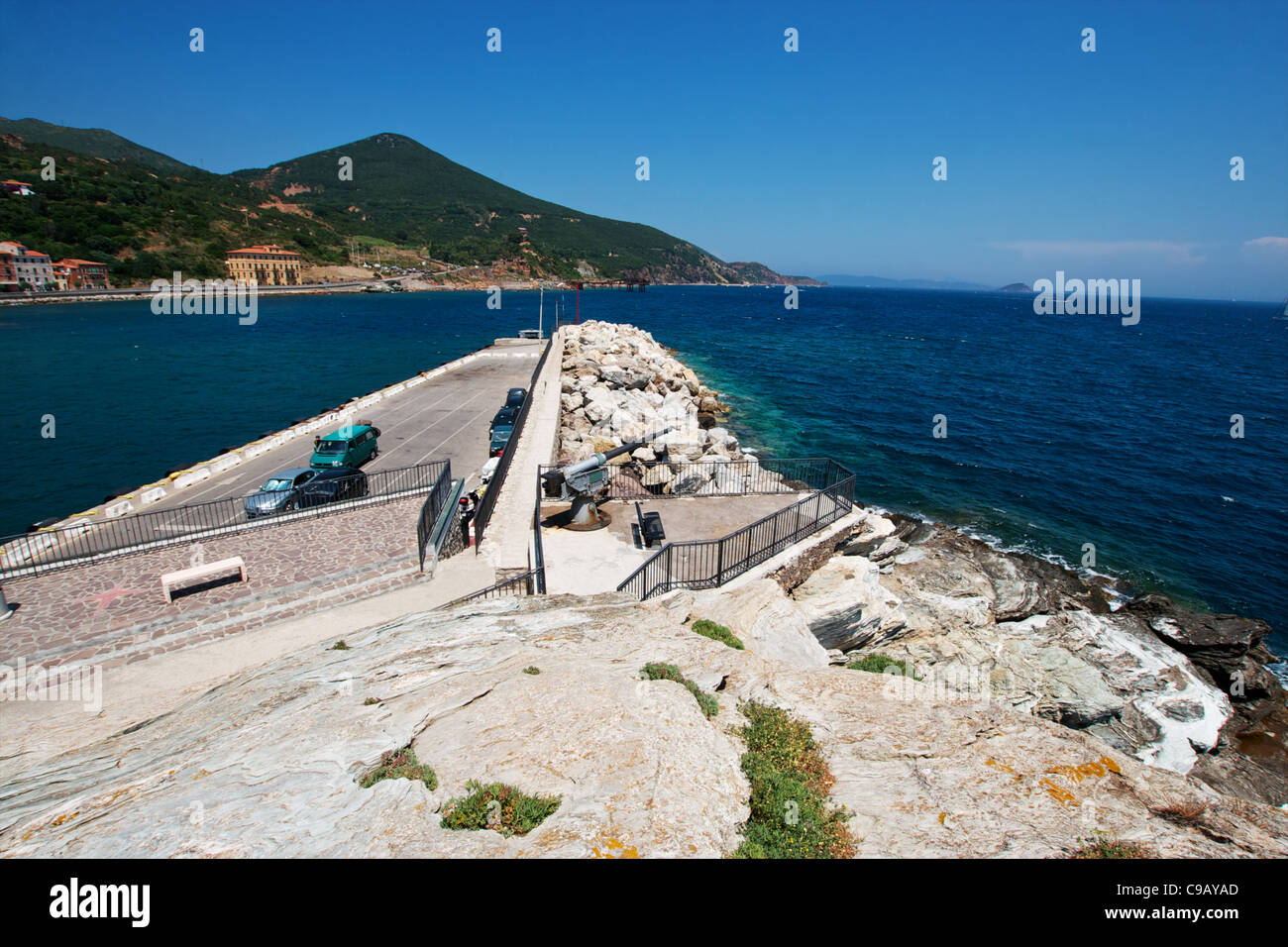 Docks de Rio Marina, l'île d'Elbe,Toscane,Italie Banque D'Images