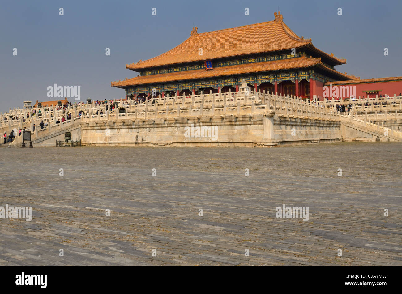 Salle de l'harmonie suprême dans la grande cour extérieure dans la Forbidden City Beijing République populaire de Chine Banque D'Images
