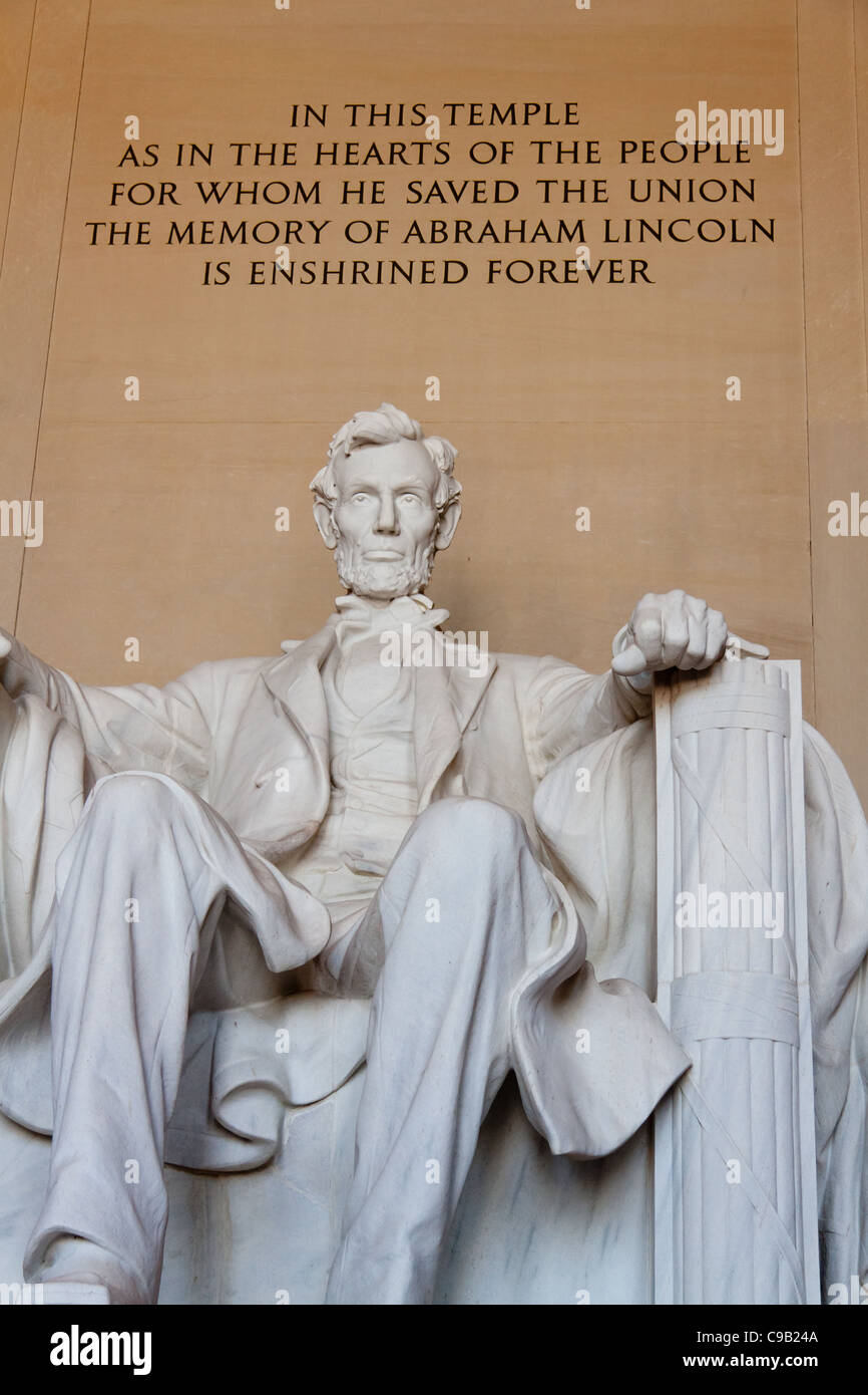 Photographie de la Lincoln Memorial situé sur le courrier national à Washington DC Banque D'Images