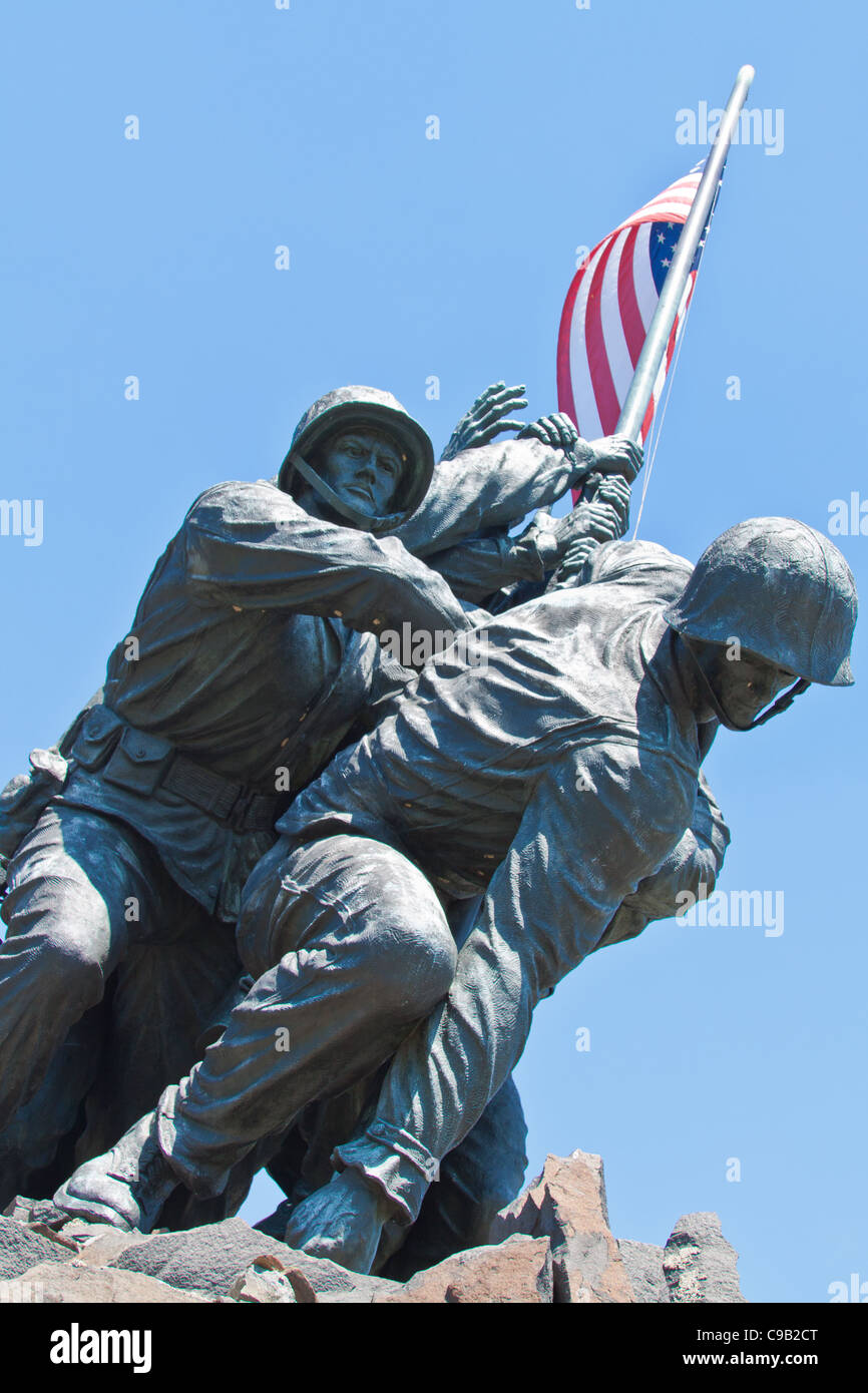 Photographie de la 6 marines dans l'Iwo Jima Memorial près de cimetière d'Arlington à Washington DC, USA. Banque D'Images