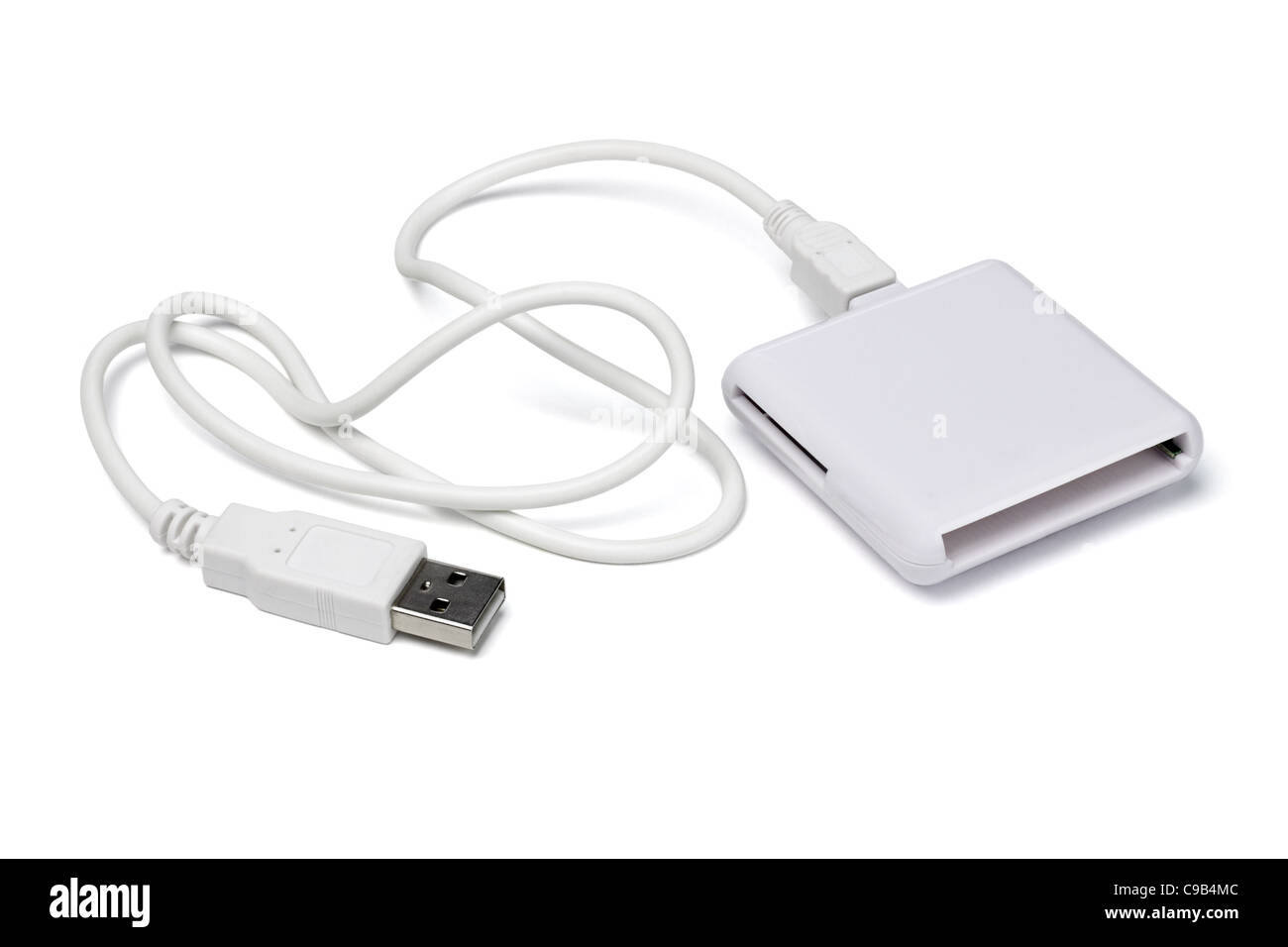 Multi USB lecteur de carte mémoire, sur fond blanc Banque D'Images