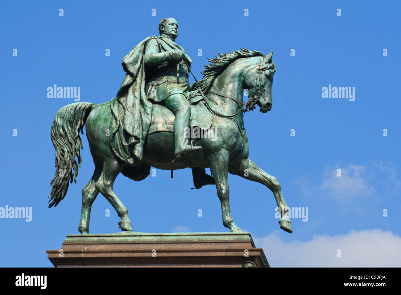 Satue de Friedrich Wilhelm IV en face de l'Alte Nationalgalerie. Berlin, Allemagne. Banque D'Images