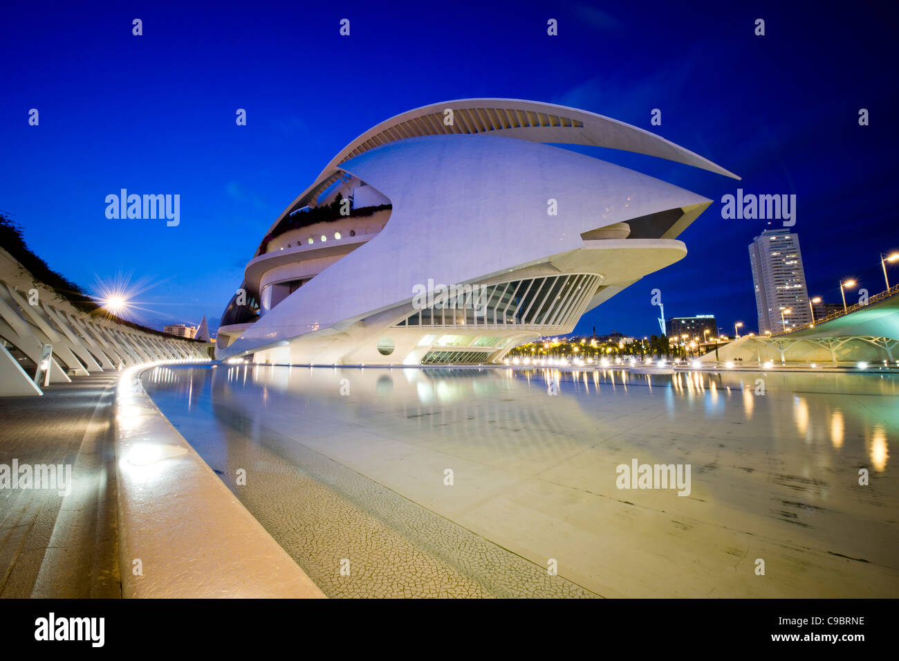 Santiago Calatrava du Palau de les Arts Reina Sofia à Valence, Espagne. Banque D'Images