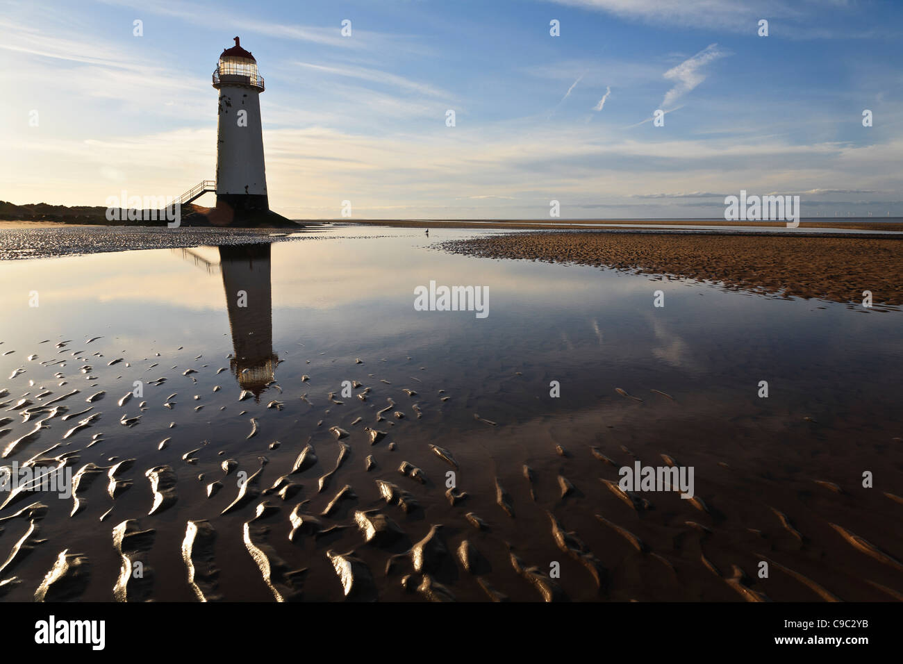 Du point phare de Talacre Beach, Ayr, Flintshire, au Pays de Galles Banque D'Images