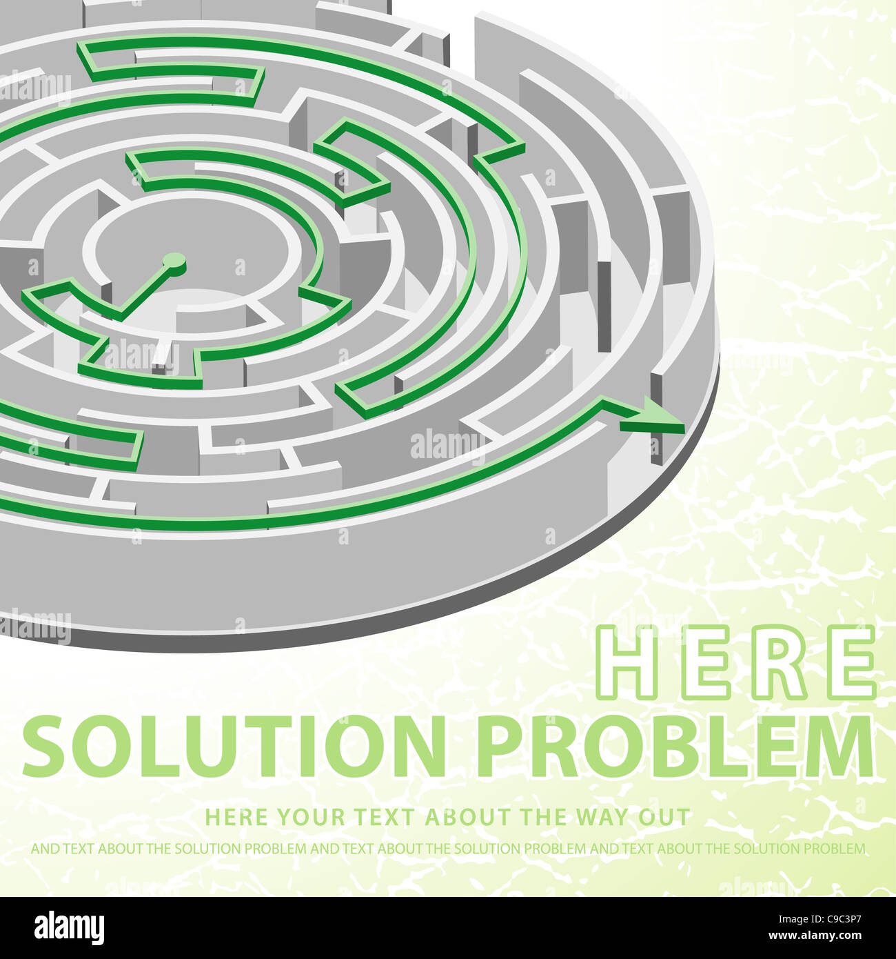 Problème Solution Concept avec labyrinthe circulaire avec la solution Banque D'Images