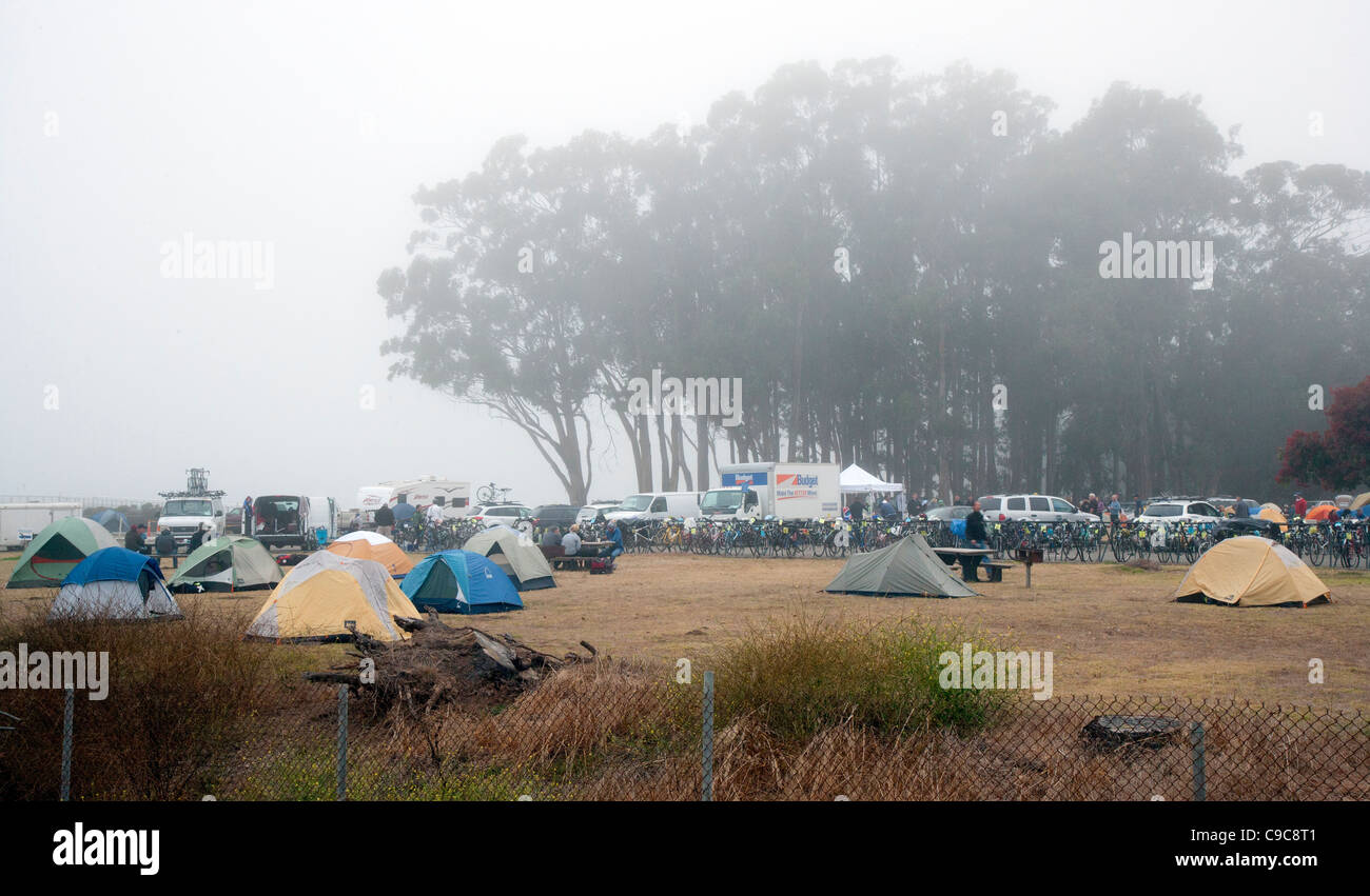 Amgen Tour bicyclette Campground Banque D'Images Amgen Tour bicyclette Campground Banque D'Images