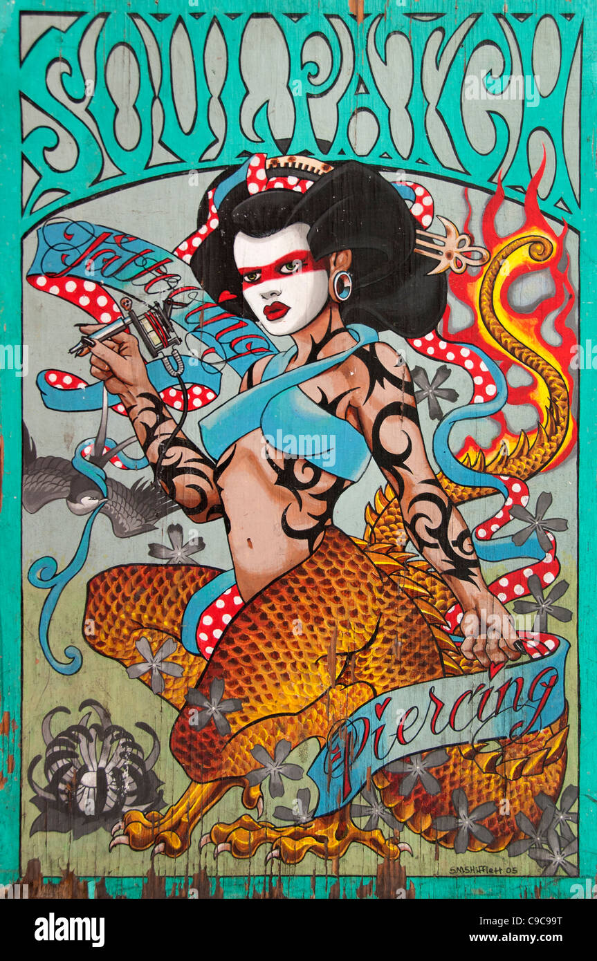 Soulpatch tatouage ou perçage d'encre Shop Haight Ashbury Street San Francisco California USA United States Banque D'Images