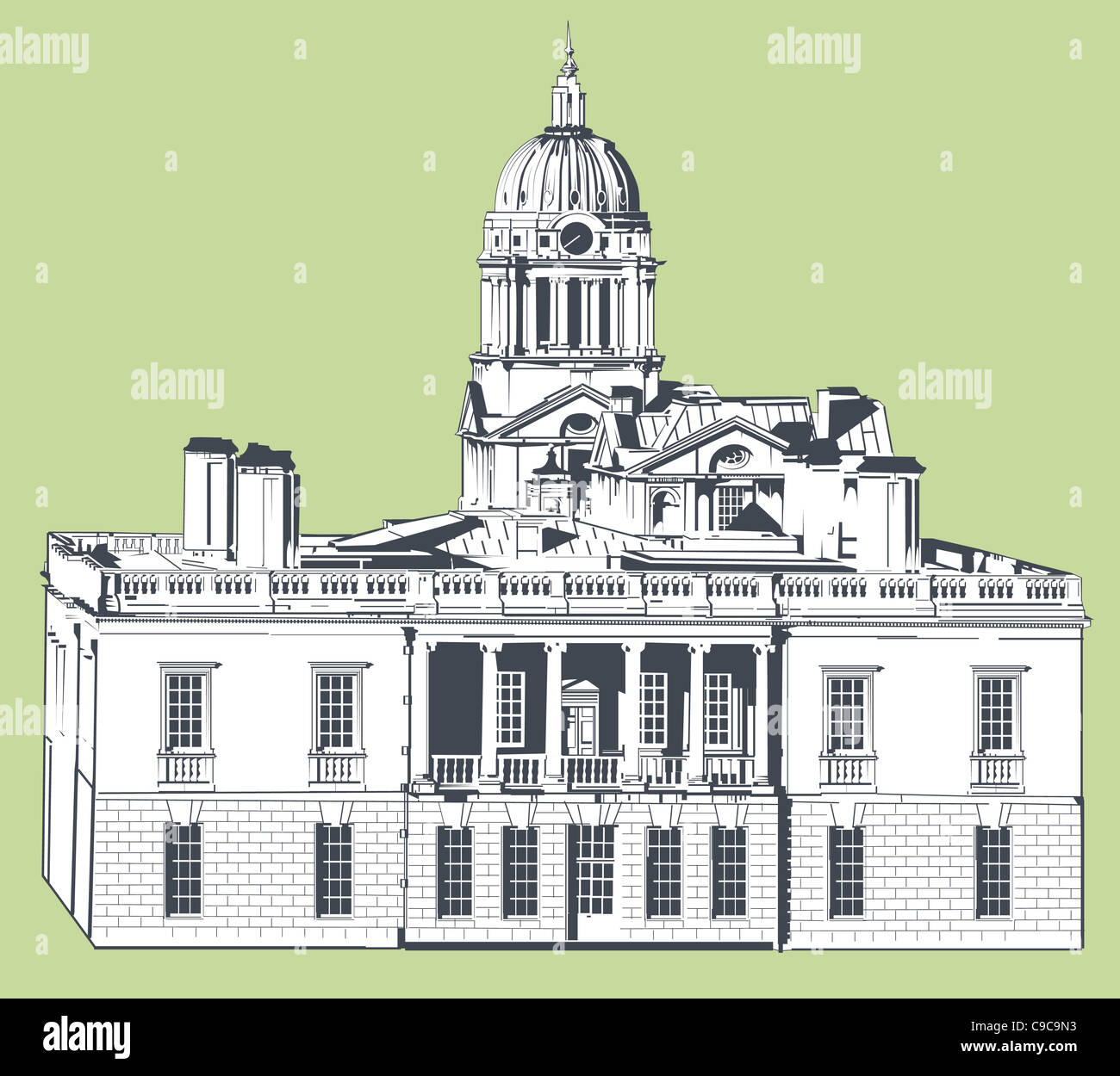 Illustration du National Maritime Museum de Greenwich - Queen's house Banque D'Images