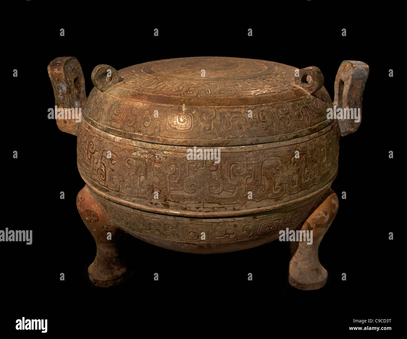 Bateau alimentaire rituel Zhui Gui Ding 550 - 400 avant J.-C. Bronze dynastie Zhou Chine Banque D'Images