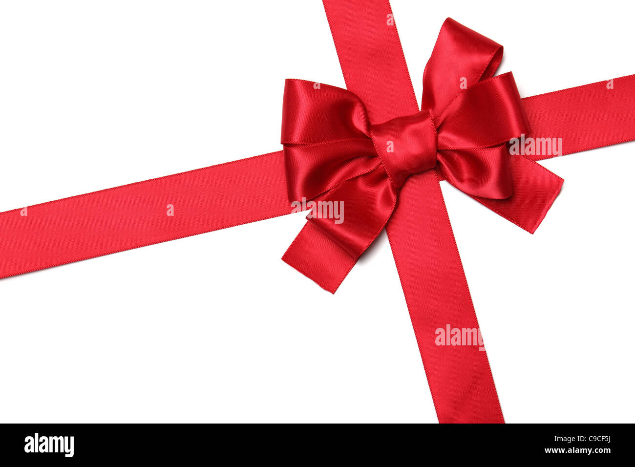 Ruban rouge avec bow isolated on white Banque D'Images