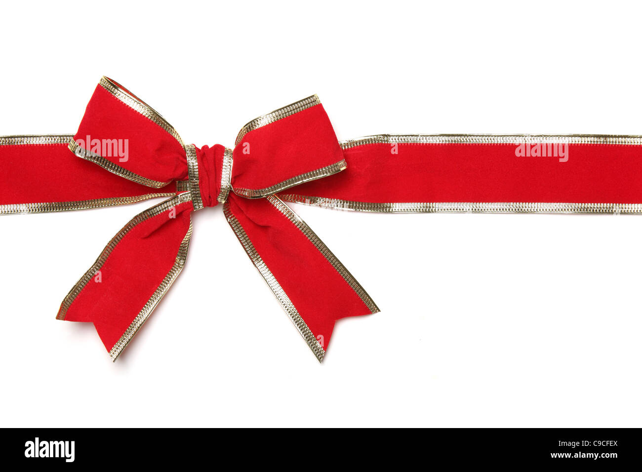 Red Ribbon bow isolated on white Banque D'Images