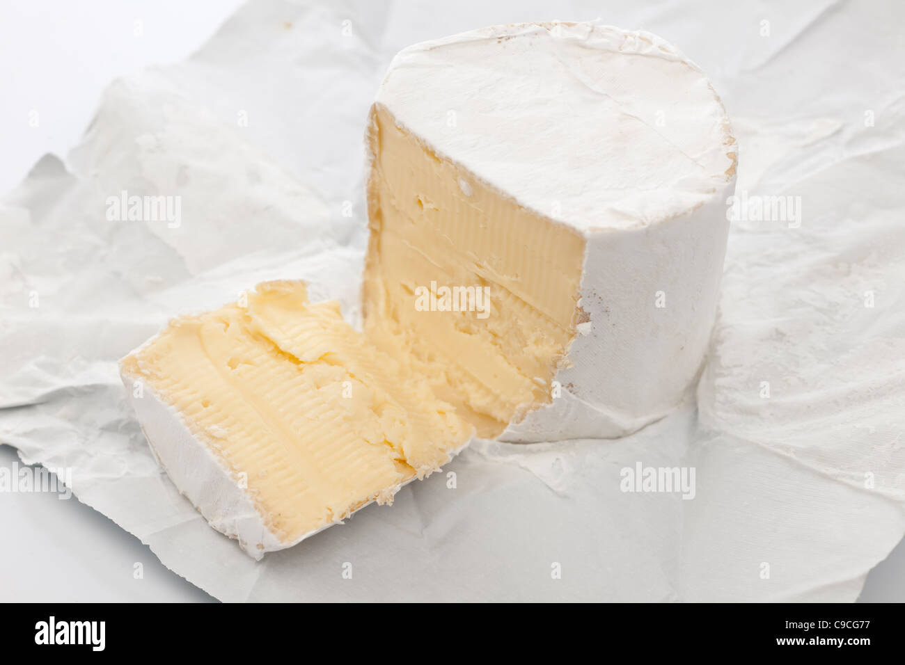 Portion de fromage Brie Banque D'Images
