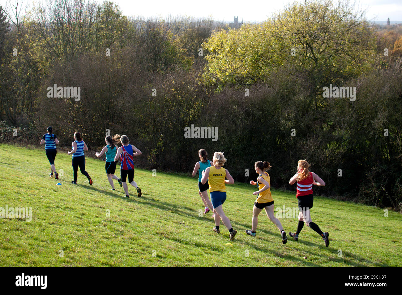 Les femmes s'exécutant en course cross-country Banque D'Images