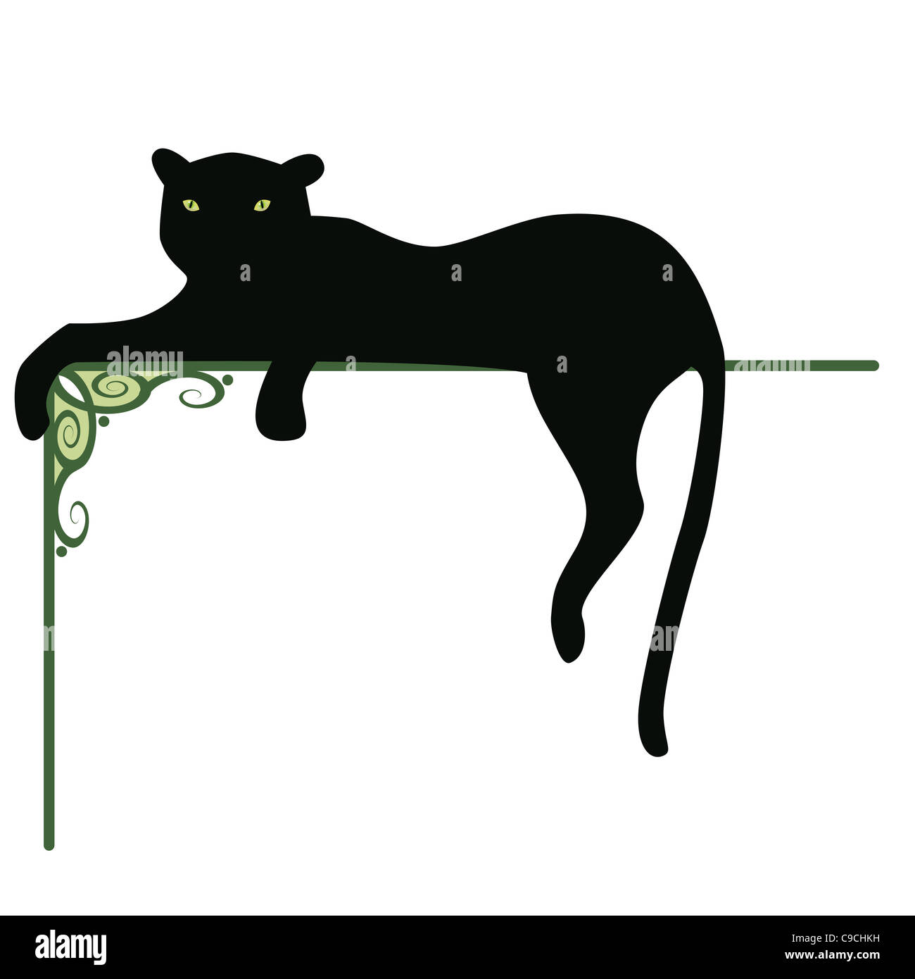Bannière avec le black panther et motif de l'élément d'angle Banque D'Images