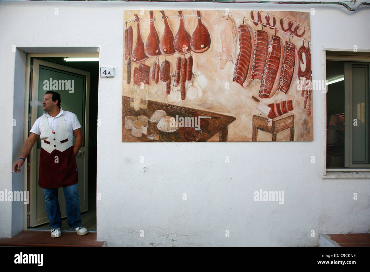 Boucherie, San Pantaleo village, Sardaigne, Italie. Banque D'Images