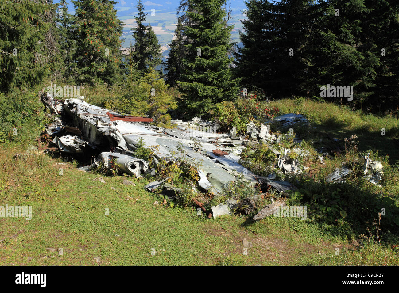 Le reste de l'avion de la DEUXIÈME GUERRE MONDIALE, catastrophe au pic dans Slemä Nizke Tatry (Slovaquie). L'avion était LI-2, tous les passagers sont morts 18 Banque D'Images