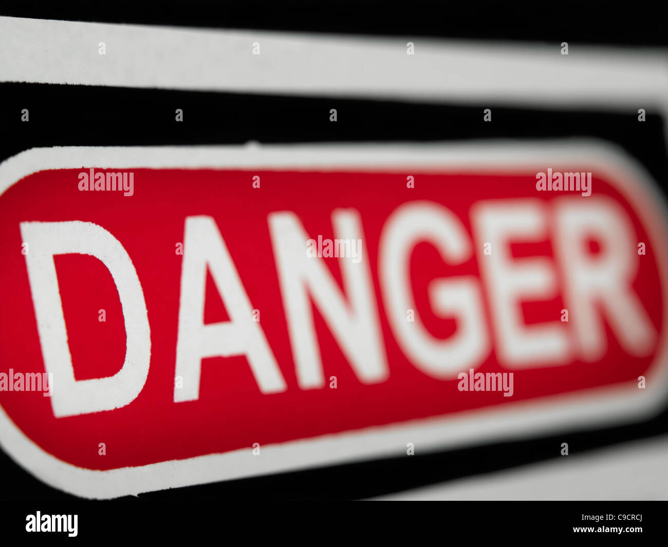 Le signe de danger, peu profond, DOF pour danger Thèmes connexes Banque D'Images