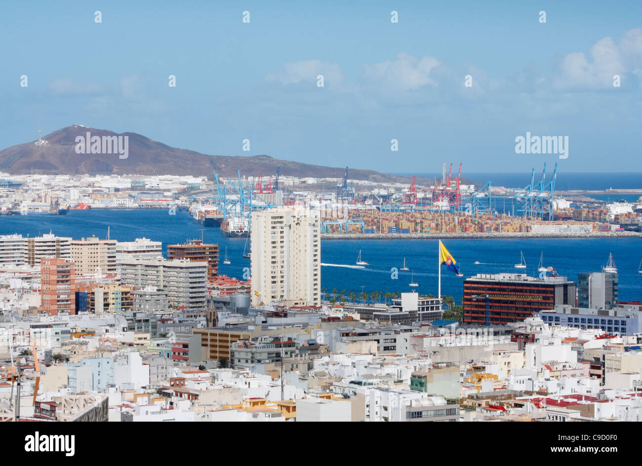 Vue sur Las Palmas ville et port à conteneurs. Las Palmas, Gran Canaria,  Îles Canaries, Espagne Photo Stock - Alamy