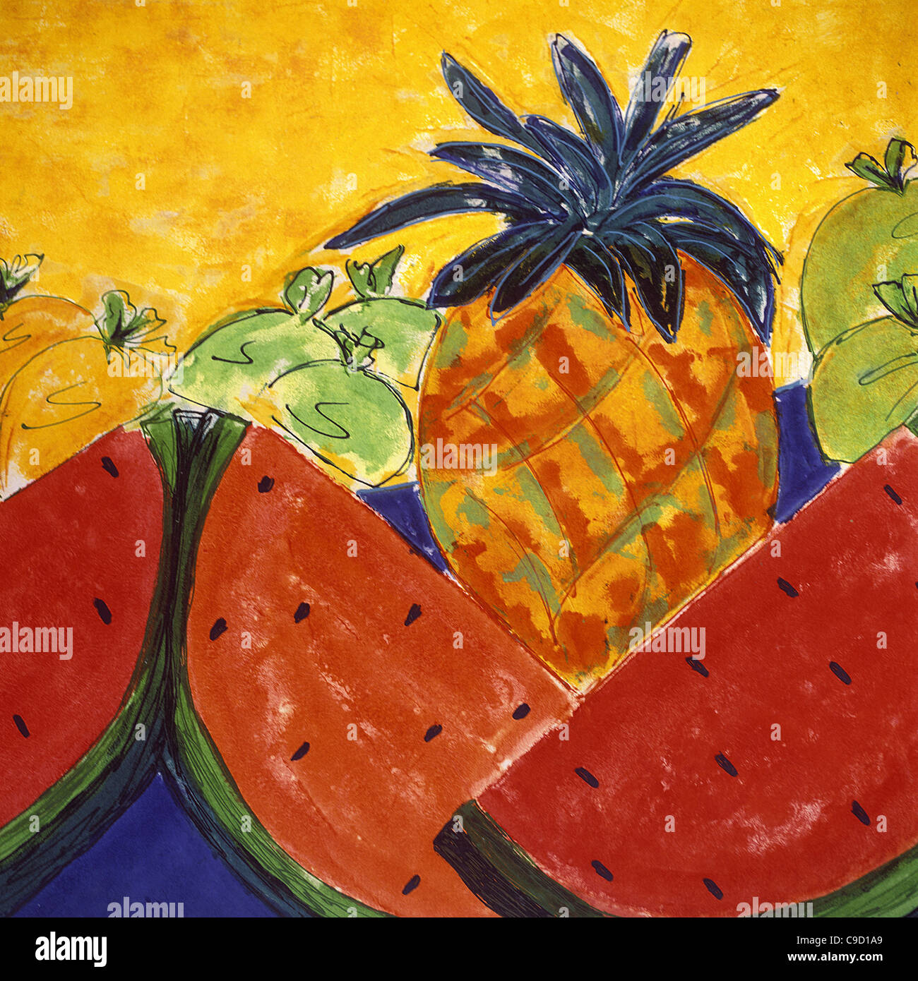Peinture de fruits, Mexique Banque D'Images