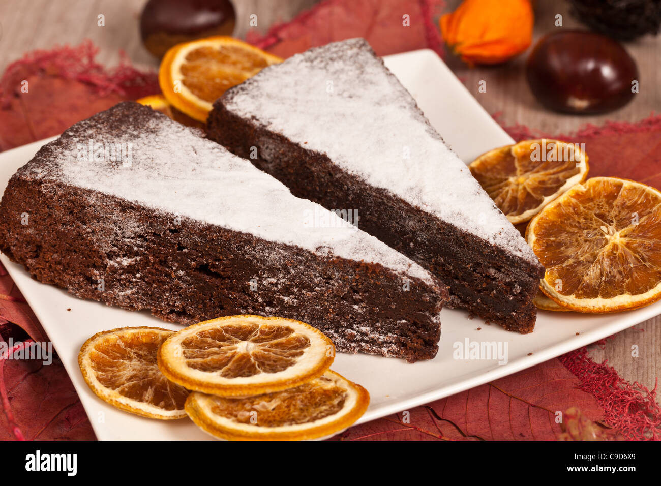 Delicieux Tranche De Gateau De Chataignes Pour La Saison D Automne Photo Stock Alamy