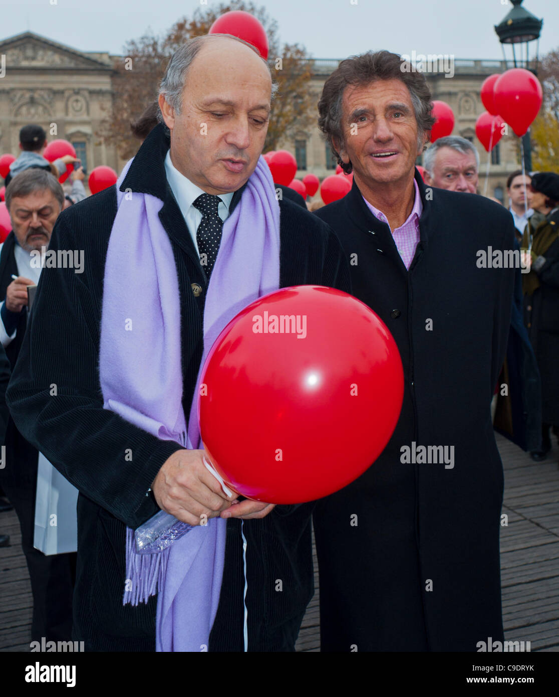 Paris, France, Jack Lang, ancien ministre de la Culture (sous Mitter-rand) et Laurent Fabius du Parti socialiste, ministre français Banque D'Images
