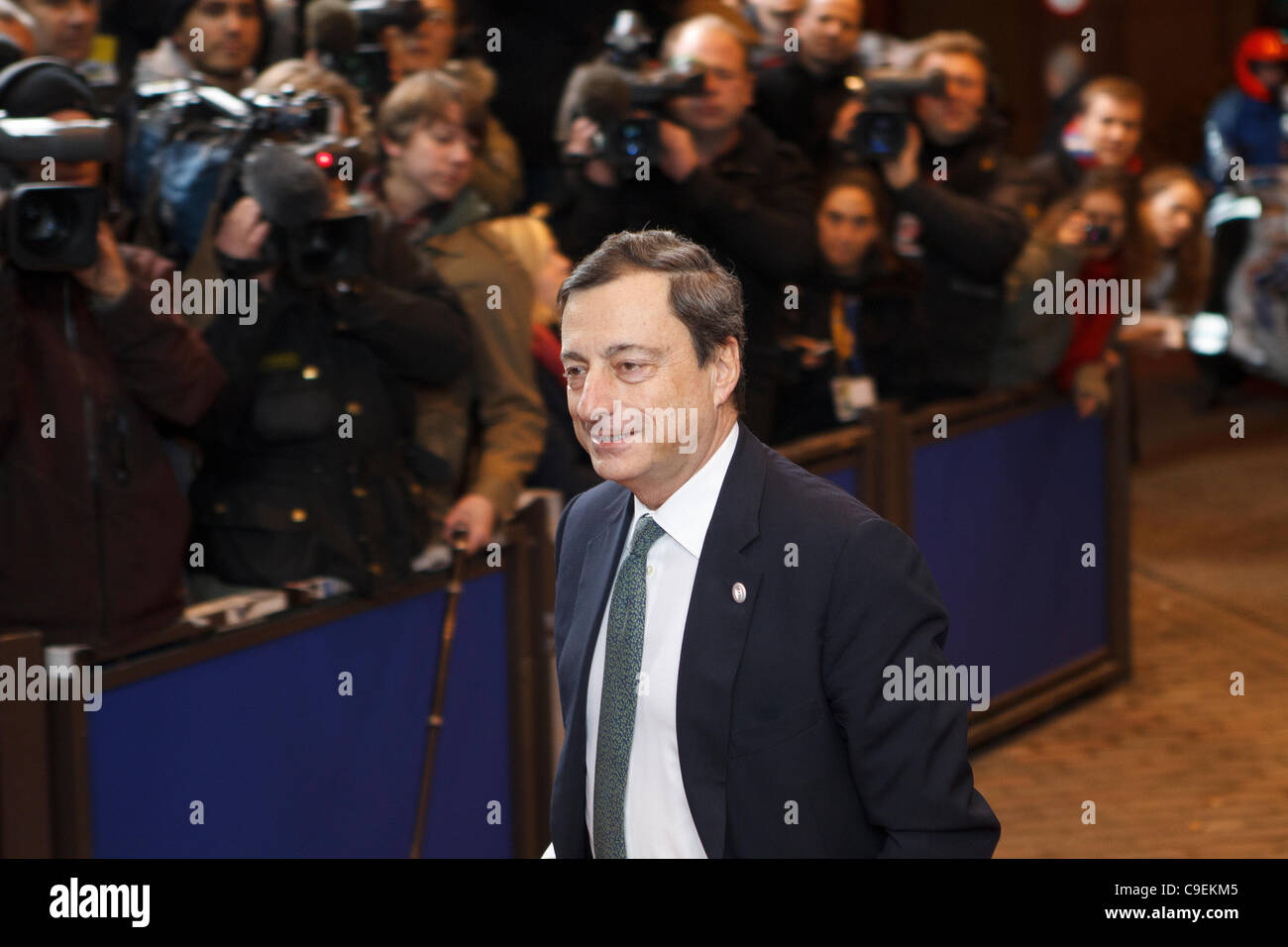 Mario Draghi, Président de la Banque centrale européenne lors du Conseil européen des chefs d'Etat et de gouvernement. Banque D'Images