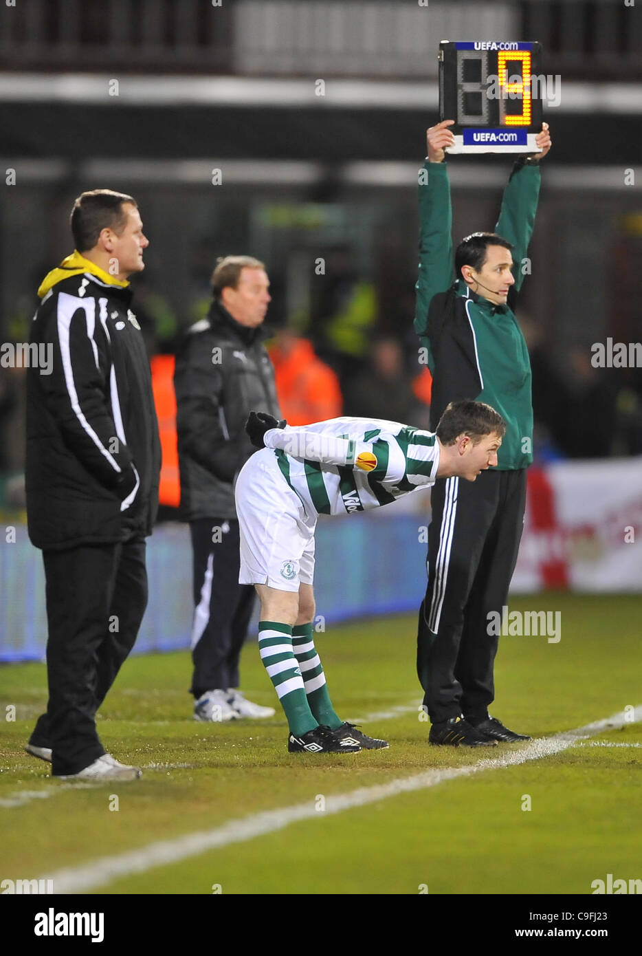 26.02.2013 Dublin, Irlande. Gary Twigg se prépare à s'allumer durant leur Shamrock Rovers Europa League match contre Tottenham Hotspur à Tallaght Stadium Banque D'Images