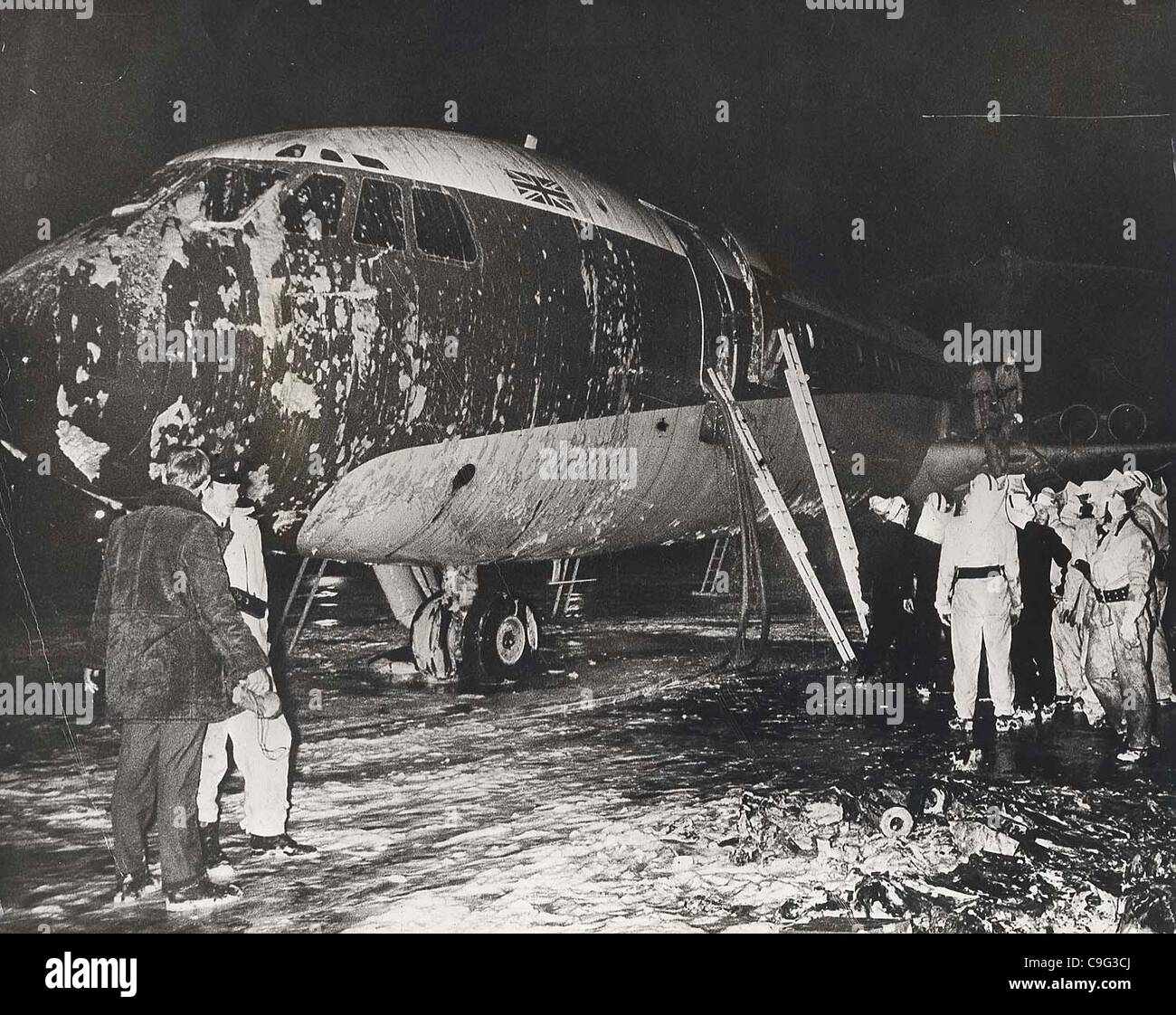 Mar 05, 1974 - Amsterdam, Pays-Bas - British Airways Super VC-10 photographié à l'aéroport de Schiphol, après qu'il a été détruit par des terroristes arabes. (Crédit Image : © Keystone Photos/ZUMAPRESS.com) Banque D'Images