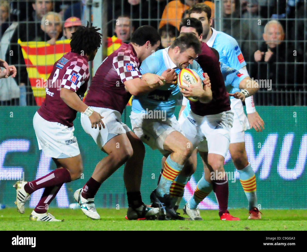 Rugby, Top 14 : USA Perpignan - Bordeaux (23 des 11) joueur international français Nicolas Mas Banque D'Images