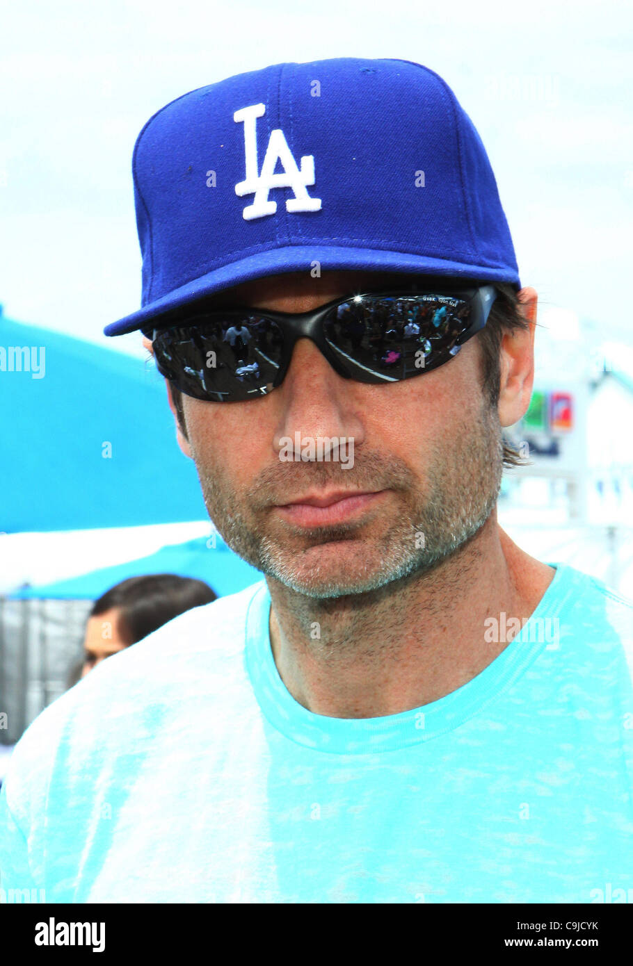 5 juin 2011 - Los Angeles, Californie, États-Unis - David Duchovny.pédale au Pier 100 Mile-a-thon qui a eu lieu à l'embarcadère de Santa Monica, Santa Monica, CA. Le 5 juin 2011.-(L'image Crédit : © TLeopold ZUMAPRESS.com)/Photos/Globe Banque D'Images