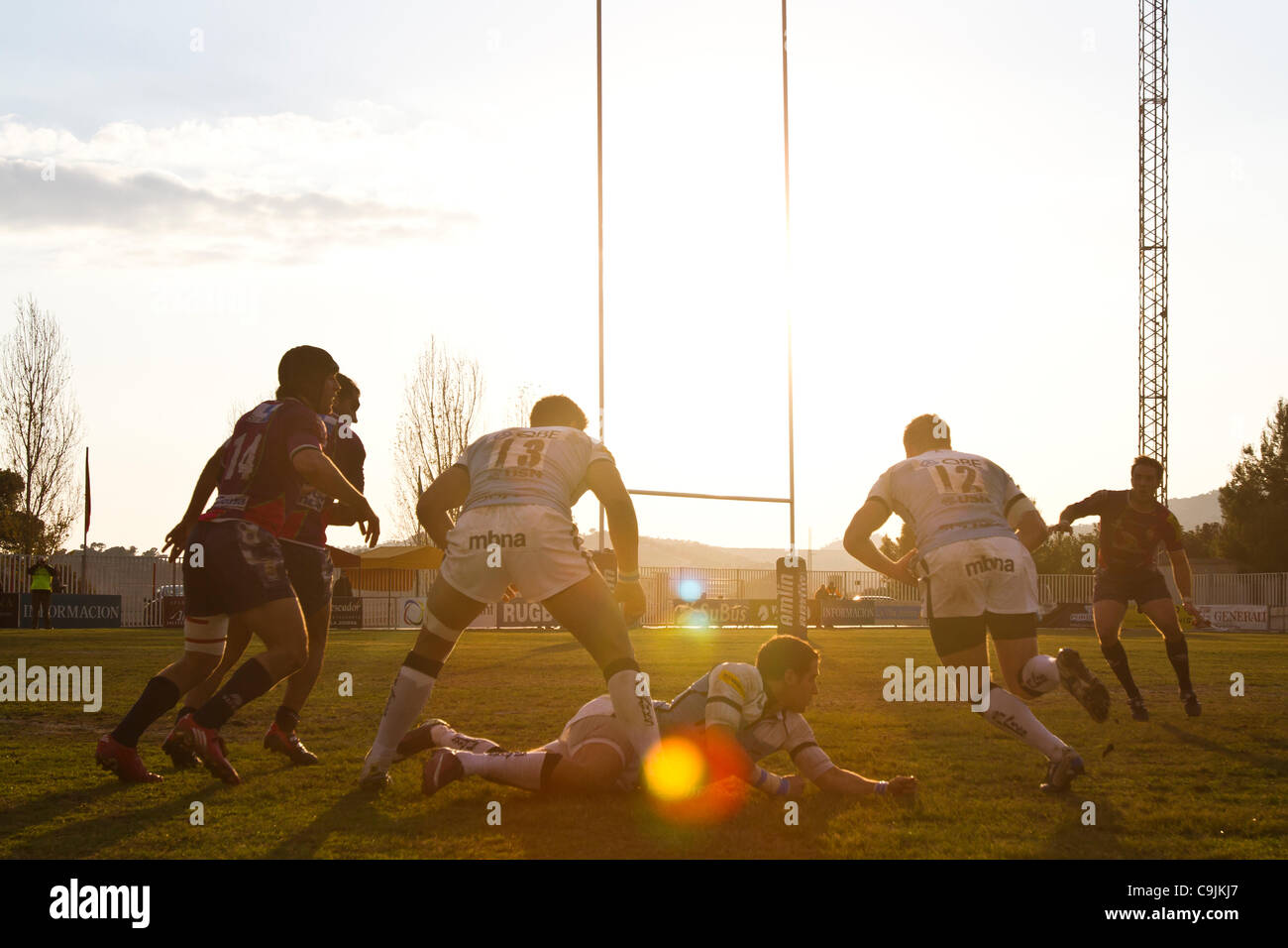 14/01//2011. Valencia, Espagne Europe Amlin Cup - Rugby - La Vila Joiosa vs Sale Sharks (Manchester) Sale Sharks fait une victoire facile contre la Vila Joyosa 10 à 69 Banque D'Images