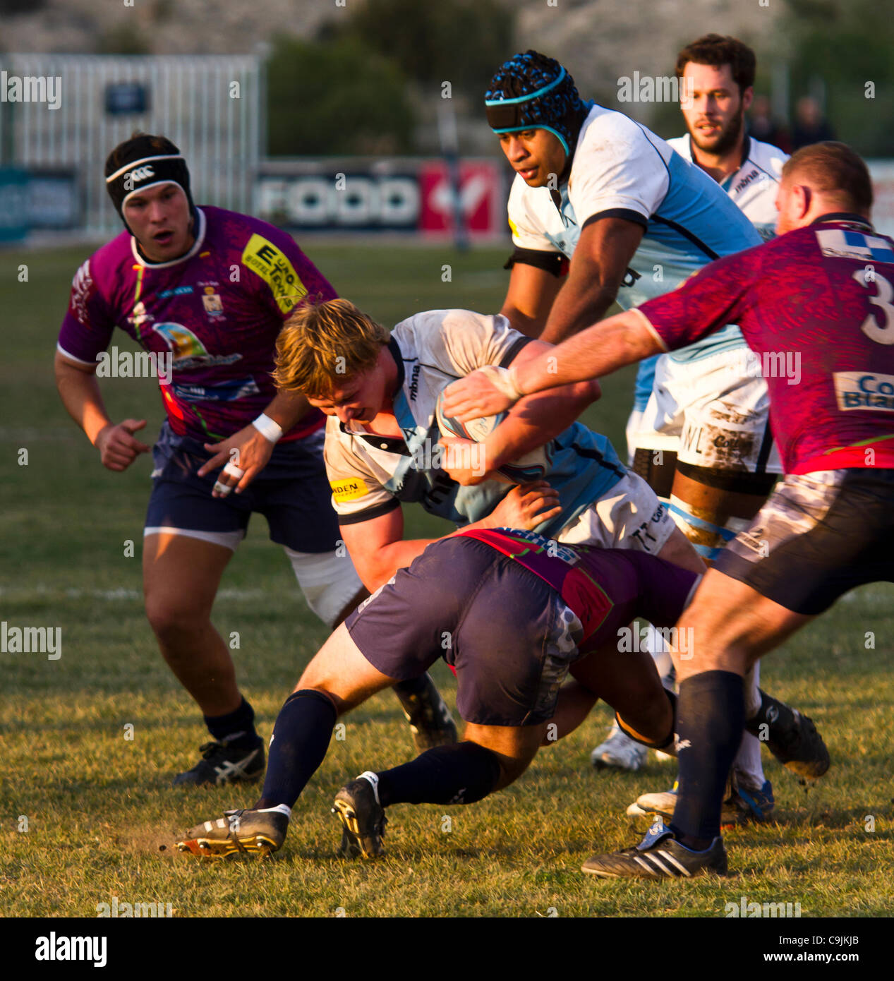 14/01//2011. Valencia, Espagne Europe Amlin Cup - Rugby - La Vila Joiosa vs Sale Sharks (Manchester) Sale Sharks fait une victoire facile contre la Vila Joyosa 10 à 69 Banque D'Images