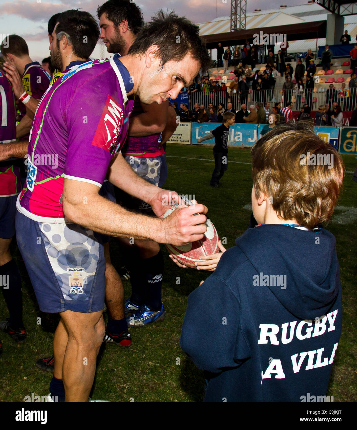 14/01//2011. Valencia, Espagne Europe Amlin Cup - Rugby - La Vila Joiosa vs Sale Sharks (Manchester) Sale Sharks fait une victoire facile contre la Vila Joyosa 10 à 69 Banque D'Images