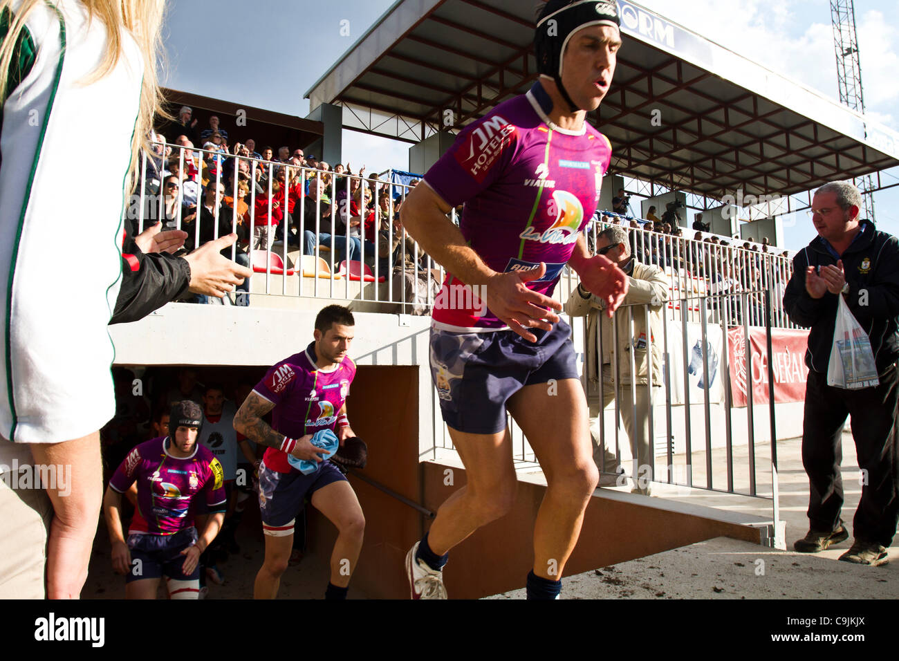 14/01//2011. Valencia, Espagne Europe Amlin Cup - Rugby - La Vila Joiosa vs Sale Sharks (Manchester) Sale Sharks fait une victoire facile contre la Vila Joyosa 10 à 69 Banque D'Images